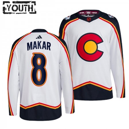 Barn Ishockey Colorado Avalanche tröja Cale Makar 8 Adidas 2022-23 Vit Reverse Retro 2.0 Authentic
